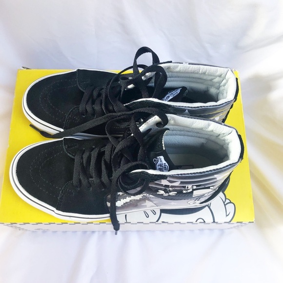 VANS X DISNEY SK8-HI MICKEY PLANE CRAZY BLACK & WHITE SNEAKERS SIZE 6.5W - Picture 5 of 9